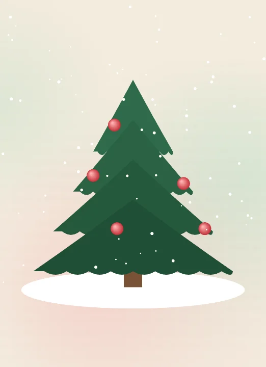 Christmas Tree card design: gold foil on cream card
