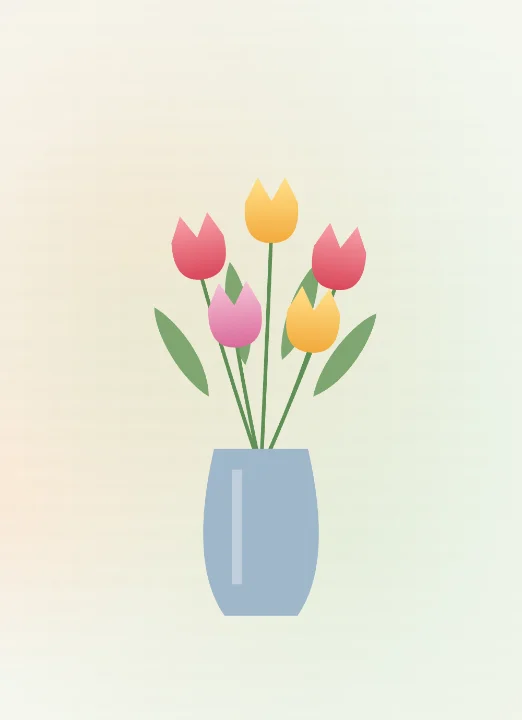 Get Well Tulips card design: rose gold foil on white card